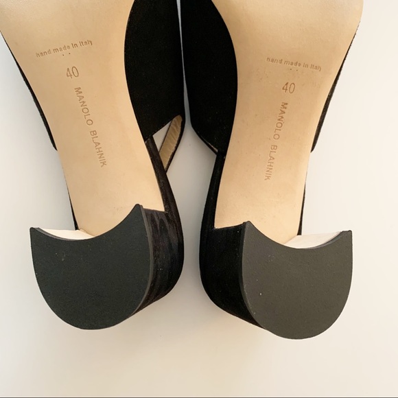 Manolo Blahnik Allurasa Suede Block Heel Singback 50mm - Picture 10 of 12